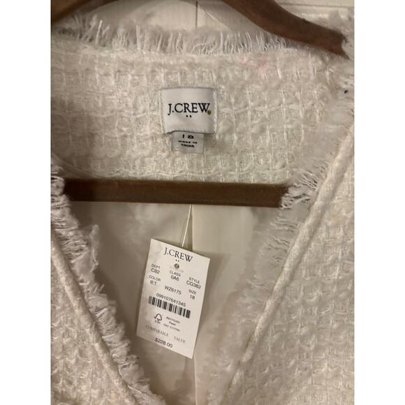 NWT J. Crew Women’s Wool Blend Tweed Jacket Gold Buttons Off White 18 Pockets - Picture 4 of 7